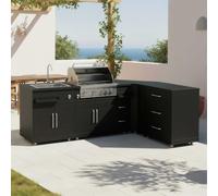 Cuisine extérieure acier 4 éléments avec barbecue - Oviala Memphis