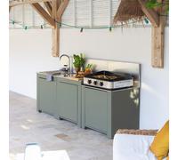 Cuisine extérieure ENO Modulo Classic 3 modules évier rectangulaire - Vert Sauge