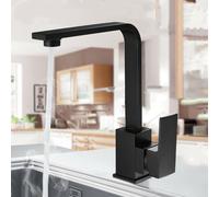 Cuisine noire robinets d'évier mélangeur simple levier en alliage de zinc Swivel Spout Tap robinet