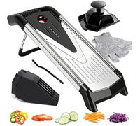 Cuisine Professionnelle, Coupe Legume Multifonctions Inox avec Lames Tranchante en V, Mandoline Japonaise 1 Nettoyage et 1 Gants
