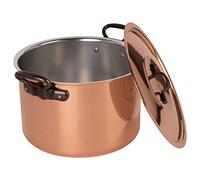 Cuisine Romefort | Marmite, soupière en cuivre avec couvercle Ø 24 cm | Marmite en cuivre massif étamé | Faitout avec parois hautes