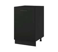 Cuisineandcie - Meuble Bas de Cuisine Lovia Noir Mat 1 Porte L 50 cm + 1 Étagère - Rangement Placard