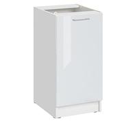 Cuisineandcie - Meuble Cuisine Bas ECO Blanc Brillant 1 Porte L 40 cm + 1 étagère - Meuble Bas Cuisine Rangement, Meuble Cuisine, Placard Cuisine Bas