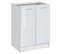 Cuisineandcie - Meuble Cuisine Bas ECO Blanc Brillant 2 Portes L 60 cm + 1 étagère - Meuble Bas Cuisine Rangement, Meuble Cuisine, Placard Cuisine Bas