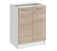 Cuisineandcie - Meuble Cuisine Bas ECO Chêne Naturel 2 Portes L 60 cm + 1 étagère - Meuble Bas Cuisine Rangement, Meuble Cuisine, Placard Cuisine Bas
