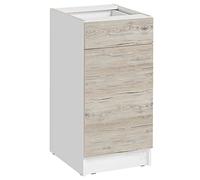 Cuisineandcie - Meuble Cuisine Bas ECO Noyer Blanchi 1 Porte, 1 tiroir L 40cm - Meuble Bas Cuisine Rangement, Meuble Cuisine, Placard Cuisine Bas