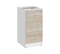 Cuisineandcie - Meuble Cuisine Bas ECO Noyer Blanchi 1 Porte L 40 cm + 1 étagère - Meuble Bas Cuisine Rangement, Meuble Cuisine, Placard Cuisine Bas