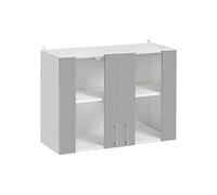 Cuisineandcie - Meuble Haut de Cuisine Eco Gris Brillant 2 Portes vitrées L 80 cm