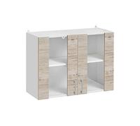 Cuisineandcie - Meuble Haut DE Cuisine ECO Noyer Blanchi, 2 Portes Vitrées L 60cm + étagère- Meuble Cuisine Rangement, Meuble Cuisine, Armoire Cuisine