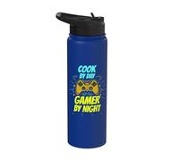 Cuisinez le jour, jouez la nuit | Funny Cook Gaming Stainless Steel Insulated Water Bottle