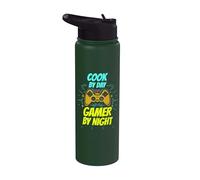 Cuisinez le jour, jouez la nuit | Funny Cook Gaming Stainless Steel Insulated Water Bottle
