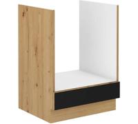 MODENA - Meuble bas four - 60 x 52 x 82 cm - Chêne artisan / Noir mat - Plan de travail non inclus