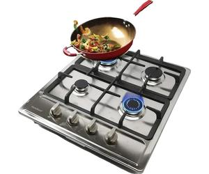 Cuisinière à gaz, Plaque de cuisson 59x51cm, 4 brûleurs, Brûleur rapide 3kW, Brûleur semi-rapide 1,75kW, Protection de flamme automatique