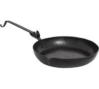 Cuisinière avec tige - Pan romain - Historique de la cuisine - Réplique à main - 27 cm de diamètre - Noir