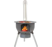 Cuisinière multifonctionnelle à bois et charbon - Cuisinière sur pied - Acier/acier inoxydable - Pour casseroles de 27 à 50 cm - Charge maximale >150 kg - Pour 3 à 6 personnes - Noir