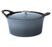 Cuisinox C61180WX28857 Volcan Bräter, rond, 24 cm, Gusseisen, émaillé, Denimblau, mit Deckel