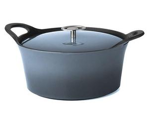 Cuisinox C61180WX28857 Volcan Bräter, rond, 24 cm, Gusseisen, émaillé, Denimblau, mit Deckel