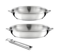 Eclipse - Lot de 2 poêles 24-28 cm inox finition miroir avec poignée amovible