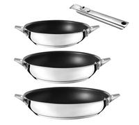 Eclipse - Lot de 3 poêles 20-24-28 cm avec revêtement céramique et poignée amovible inox