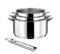 CUISINOX - Eclipse - Lot de 3 casseroles tout inox 16/18/2 cm (1.5L, 2L, 3L) et poignée inox - Fond encapsulé - Compatible tous feux dont induction - Acier Inoxydable 18/1 - Finition miroir