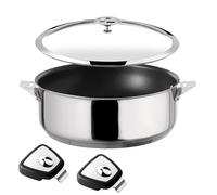 Cuisinox - Eclipse - Sauteuse 24 cm revêtement céramique - Fond encapsulé - Compatible tous feux dont induction - Acier inoxydable 18/1 - Finition miroir - Couvercle - Anses amovibles
