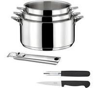 CUISINOX - Eclipse - Set cuisson et coutellerie - Casseroles 16/18/2 cm, éplucheur et couteau office - Poignée inox - Fond encapsulé - Compatible tous feux dont induction