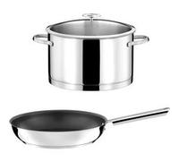 Elysée - 1 faitout inox 24cm avec couvercle et 1 poêle 28 cm revêtement céramique