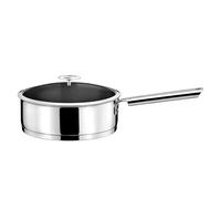 Cuisinox - Elysée - Sauteuse 24 cm revêtue avec couvercle - Fond encapsulé - Compatible tous feux dont induction - Acier Inoxydable 18/1 - Finition miroir - Poignée Fixe