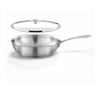 Cuisinox - Gourmet - Wok 28 cm inox - Triply - Compatible tous feux dont induction - Acier Inoxydable 18/1 - Finition Satinée - Poignée Fixe - Sans PFAS, PTFE, PFOA - Made in France
