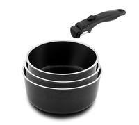 Cuisinox – Lot de 3 casseroles Arom – 16/18/20 cm revêtues, poignée amovible, inox