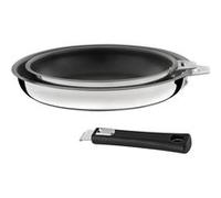 CUISINOX - Malice - 2 poêles 2 et 24 cm avec revêtement céramique avec poignée noire - Fond sandwich - Compatible tous feux dont induction - Acier Inox 18/1 - Finition brillant - Poignée Amovible