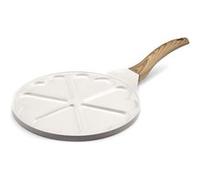 Cuisinox - Mythic - Poêle avec 6 cœurs 25.7 cm avec revêtement en céramique blanc - Poignée Fixe Soft Touch effet bois - Sans PFOA et PFAS - Coloris Blanc et Gris