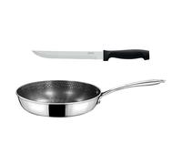 Cuisinox Poêle 24 cm revêtue + couteau découper, Tous feux, Made In France | Poêle 24 cm, couteau à découper 20 cm, Triply antiadhérent, Tous feux induction, Finition satinée, Sans PFOA/PFAS, France