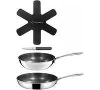 CUISINOX - Virtuo - Set cuisson et coutellerie - Fond triply, revêtement antiadhérent - Compatible tous feux dont induction - Finition satinée - Sans PFOA et PFAS - Made in France