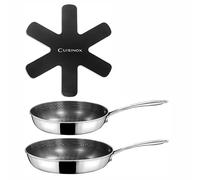 Cuisinox - Poêles Virtuo 24 & 28 cm - Fond triply, antiadhésif, induction - 1 feutrine 28 cm