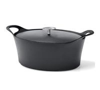 CUISINOX - Volcan - Cocotte ovale 29 cm et couvercle - 3.9 L - Fonte de fer emaillée - Compatible tous feux dont induction - sans PTFE ni PFOA - Noir
