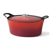 CUISINOX - Volcan - Cocotte ovale 29 cm et couvercle - 3.9 L - Fonte de fer emaillée - Compatible tous feux dont induction - sans PTFE ni PFOA - Rouge