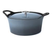 Volcan - Cocotte ronde 20cm fonte de fer émaillée bleue denim avec couvercle