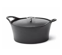 CUISINOX - Volcan - Cocotte ronde 24 cm avec couvercle - 3.4 L - Fonte de fer emaillée - Compatible tous feux dont induction - sans PTFE ni PFOA - Noir