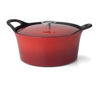 Volcan - Cocotte ronde 24cm fonte de fer émaillée rouge avec couvercle