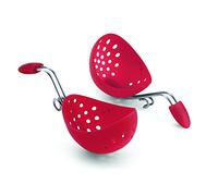 Cuisipro 747183 Set de 2 Pocheuses à œufs avec Brochure Silicone Rouge 16,5 x 10,2 x 10,2 cm