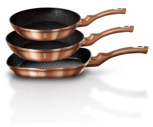Cuisson Berlinger Haus lot de 3 poeles en granit 20 24 28cm Metallic Line Rose Gold BH1279NF