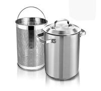 Cuit Asperges 4,3L INOX avec Panier et Couvercle | Cuit asperges et friteuse en acier inoxydable 304 avec panier égouttoir et couvercle pour induction gaz électrique