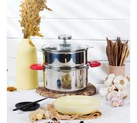 Cuit-vapeur inox Cristel Biome avec anses bakélite - Diamètre: 20 cm, Couleur de la poignée: Framboise
