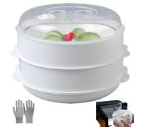 Cuit-Vapeur Pour Four à Micro-Ondes Avec Couvercle Et Plateau, RéCipient De Cuisson Grande Capacité, StéRilisateur Pour Riz, Nouilles, Raviolis (2 layer)