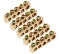 Cuivre Bornier de Mise à Terre 5 Trous à Vis 5 Pièces | Armoire de Distribution et Panneau Électrique, Entrée Double Fil par Trou, Finition Cuivre Nu