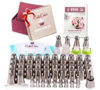 CukkiCakes Set de Douilles Russes - 92 pièces pour la décoration florale des gâteaux et cupcakes: 65 embouts de glaçage, 20 sacs à douilles jetables, 1 sac en silicone, 4 adaptateurs et 1 boite cadeau