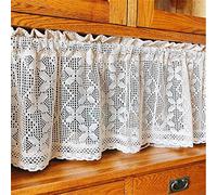 CULASIGN Rideau brise-bise court, rideau de cafe, style maison de campagne creux motif broderie florale, rideau de bistrot vintage dentelle crochet rideau bistrot (dimensions : l 90 x H 45 cm)
