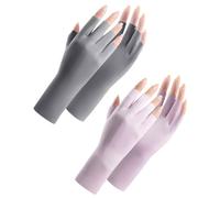 CULEB 2 Paires Gant Anti UV Manucure,UPF50+ Professionnel Gant Femme Protection UV,Gants Sans Doigts Respirants Confortables,pour Manucure Lampe UV Ongles Gel,Cyclisme,Fitness(Gris,Violet)