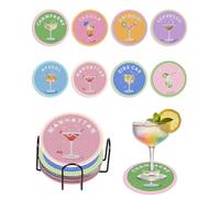 CULEB 8Pcs sous-Verre Diamond Painting,Dessous de Verre,Aperol Spritz Cadeaux pour Femme Cocktail Diamant Painting sous-Verre avec Tapis en Liège Support Verrouillage Accessoire de Peinture Diamant